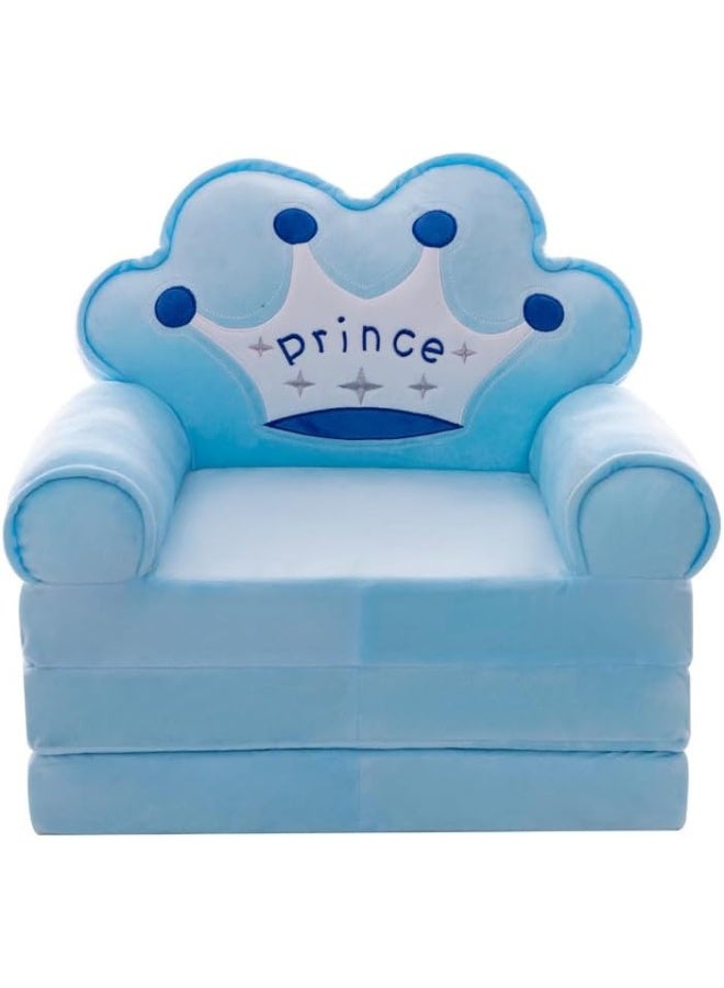 Generic 3-Story Kids Sofa Chair Children Sofa Fordable Children's Sofa Backrest Armchair Bed Upholstered Flip-type Baby Infant Seat For bedroom (Blue)  - Image 1