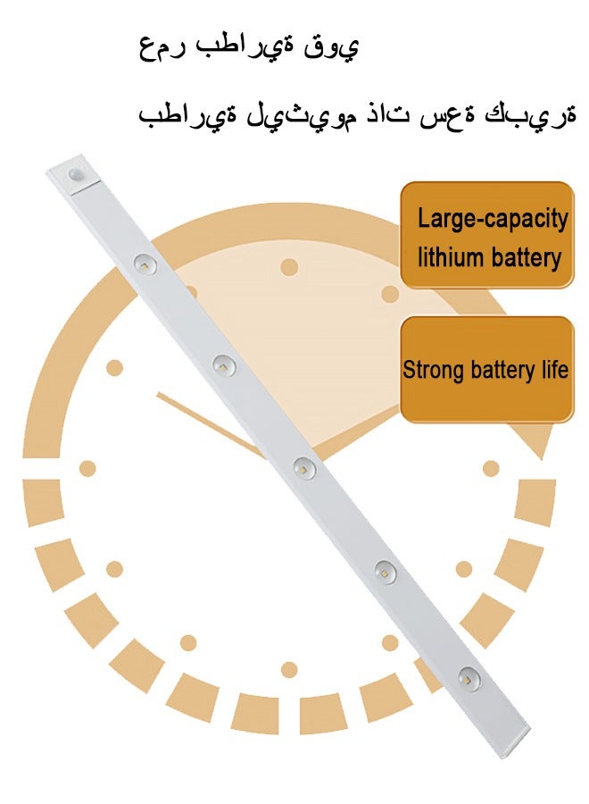 الضوء التعريفي، الضوء التعريفي لجسم الإنسان، شريط إضاءة LED ذكي رفيع للغاية وطويل، ضوء خزانة الملابس بثلاثة ألوان، شريط إضاءة ذاتي اللصق لخزانة النبيذ، ضوء تحت الخزانة قابل لإعادة الشحن بثلاثة ألوان - Image 4