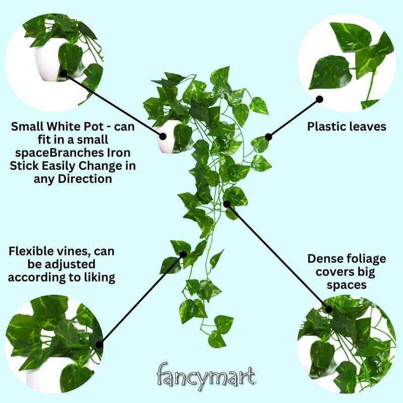 fancymart Artificial Vine Plants Falling with Small Size Pot - Natural Touch & Feel Home Décor - Perfect for Home and Office Decoration - Image 1