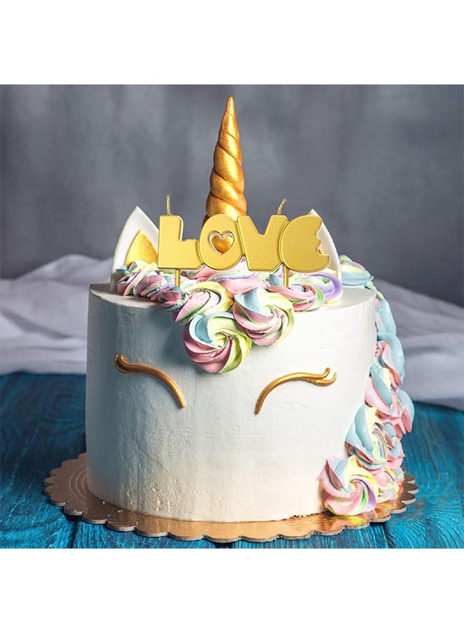 2 Pcs LOVE Birthday Candles, Gold Powder Gradient Cake Candles, Cupcake Candles for Birthday Wedding  Lucky Party Cake Decorations (Blue+Pink) - Image 4