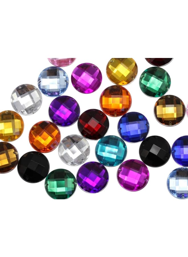 10mm Blue Sapphire - Lt. CH02 Flat Back Sew On Round Beads Acrylic Rhinestones Sewing Plastic Gems with Holes for Jewelry, Clothes, Garment Embelishments, Shoes, Cosplays, Crafts 100 Pieces  - Image 3