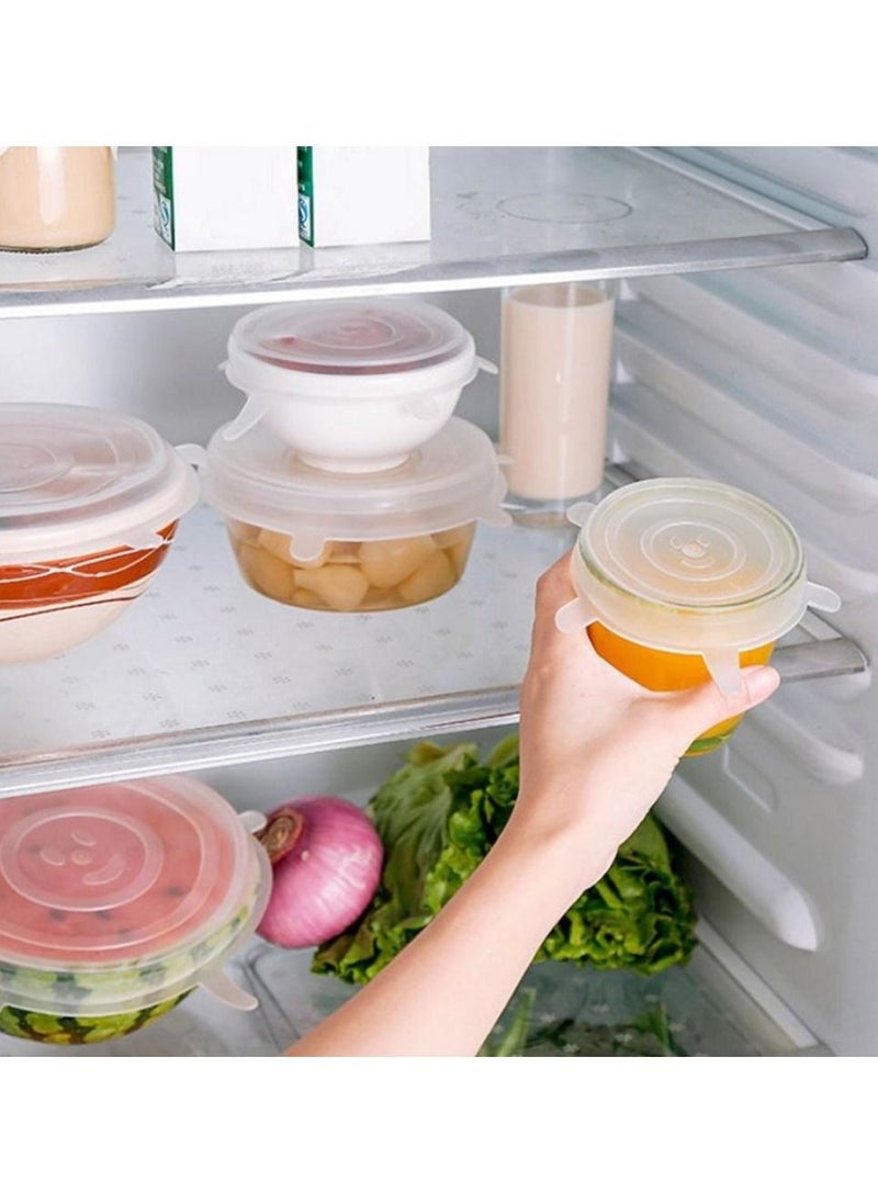 Generic - Pack 6 Silicone Stretch Lids BPA Free Stretchable Round and Square Food Covers to Fit All of Containers Microwave and Dishwasher Safe White - Image 1