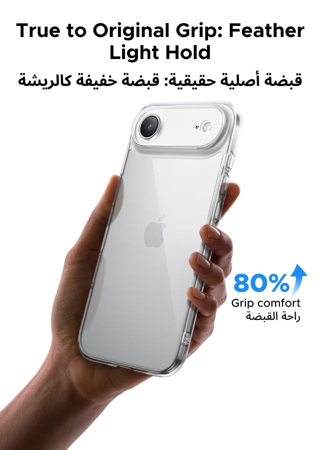 كارنييل جراب iPhone 17 Air Clear - جراب شفاف رفيع من الكريستال مقاوم للخدش والصدمات ومضاد للسقوط مع قبضة مضادة للانزلاق لهاتف iPhone 17 Air مقاس 6.1 بوصة - Image 4