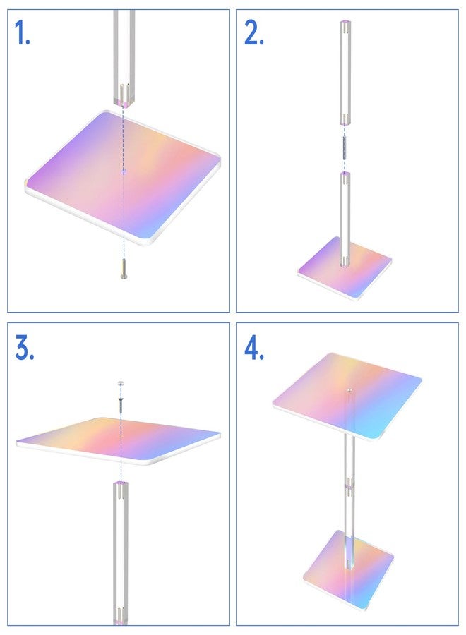 NiHome Square Iridescent Acrylic End Table for Small Spaces, Living Rooms, Bedrooms, Balconies, 0.3-Inch Thick Acrylic Coffee Table with Crystal Clear and Durable Design, 13.3"x13.3"x18.9" (1PC) - Image 5