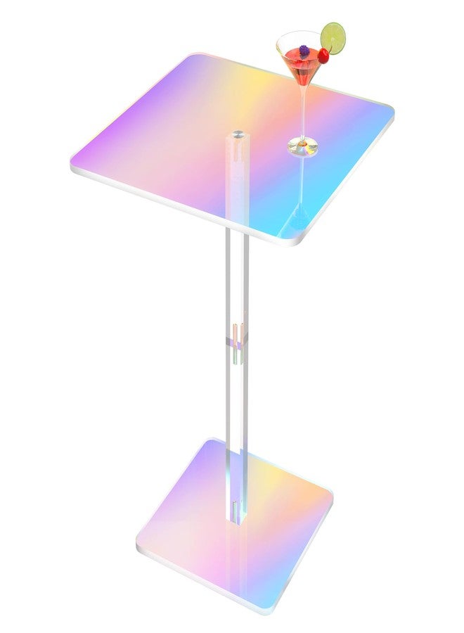 NiHome Square Iridescent Acrylic End Table for Small Spaces, Living Rooms, Bedrooms, Balconies, 0.3-Inch Thick Acrylic Coffee Table with Crystal Clear and Durable Design, 13.3"x13.3"x18.9" (1PC) - Image 1