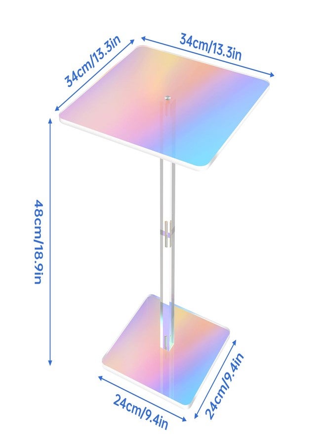 NiHome Square Iridescent Acrylic End Table for Small Spaces, Living Rooms, Bedrooms, Balconies, 0.3-Inch Thick Acrylic Coffee Table with Crystal Clear and Durable Design, 13.3"x13.3"x18.9" (1PC) - Image 4