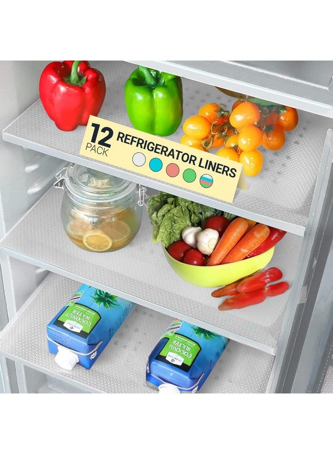 Linda's Essentials Refrigerator Liners for Shelves (12 Pack) by Linda’s Essentials - Non-Adhesive Shelf or Drawer Liner, BPA-Free Fridge Mats for Kitchen & Cabinets, Easy to Clean, Ideal Household Essentials (Clear) - Image 1
