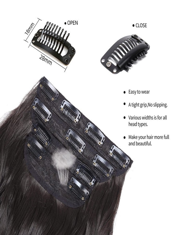 LEEONS Clip in Synthetic Hair Extensions Long Wavy 4PCS Thick Hairpieces Black Brown Fiber Double Weft Natural Hair Extensions 20 Inch for Women (4pcs, 20Inch, 2#) - Image 3
