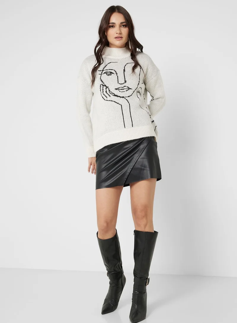 ONLY High Neck Printed Sweater