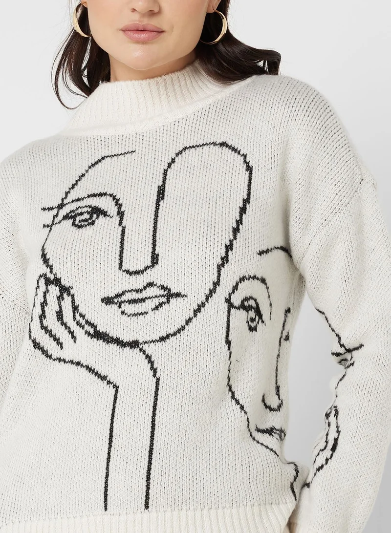 ONLY High Neck Printed Sweater