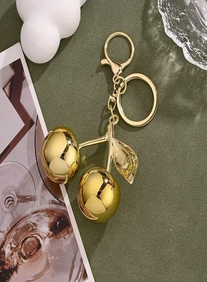 BAG IN ENTERPRISE BAG IN Cute Cherry Keychains - Colorful Fruit Key Rings for Bags and Keys (GOLDEN) - Image 3