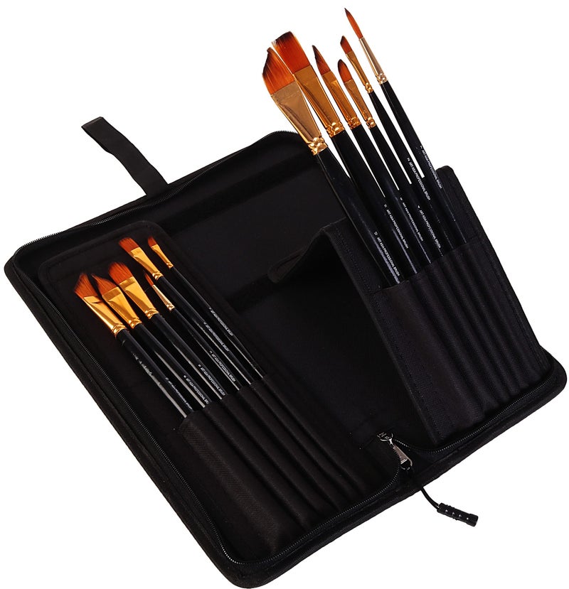 KABEER ART Kabeer Art Set Of 12 Exclusive Fine Art Long Handled Paint Brush + Zippered Carry Bag With Pop-Up Stand - For Oil Acrylic Watercolor Painting  - Image 2