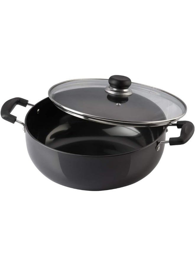 Vinod Hard Anodized Deep Kadai with Glass Lid- 18 cm, 1.6 Ltr Non - Induction - Image 1