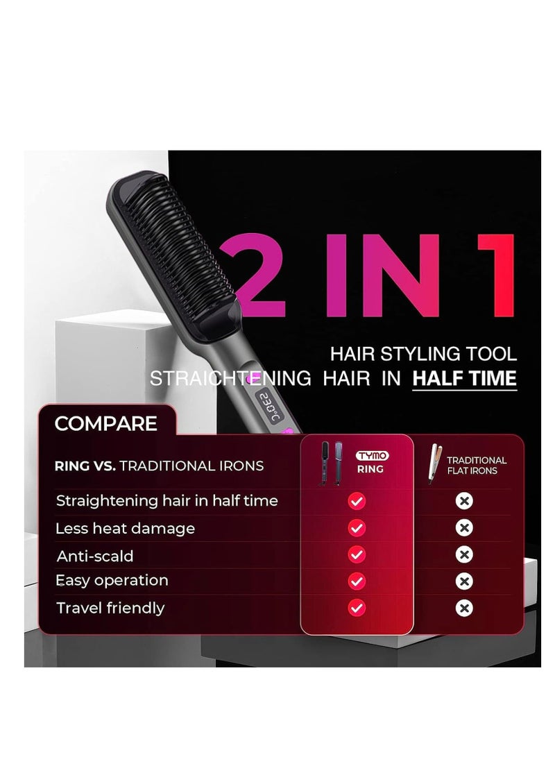 دي إم جي تك منظف الشعر الفرشاة، المشط الساخن الكهربائي، 5 إعدادات درجة الحرارة أدوات تصفيف الشعر فرشاة الشعر المسخن السريع - Image 4