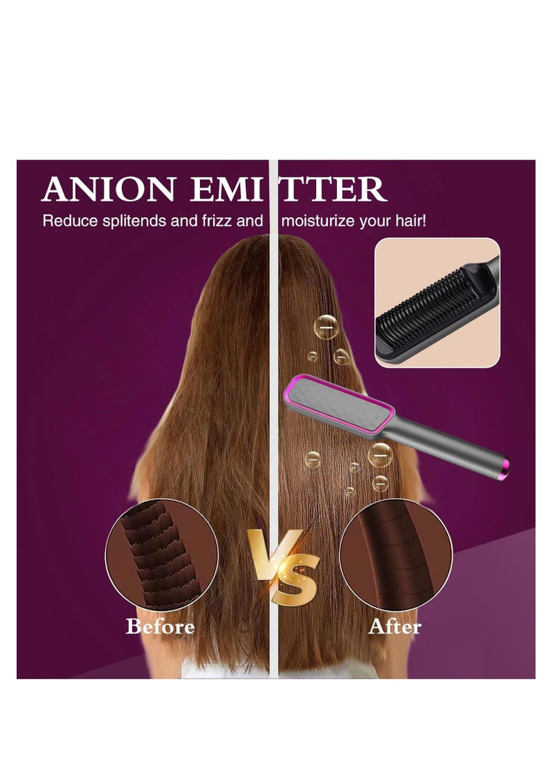 دي إم جي تك منظف الشعر الفرشاة، المشط الساخن الكهربائي، 5 إعدادات درجة الحرارة أدوات تصفيف الشعر فرشاة الشعر المسخن السريع - Image 3