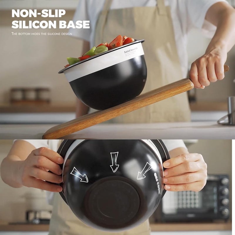 Kaiser chef Salad Bowl Kit 74oz,Salad Container For Lunch,18/8 Stainless Steel,Salad Bowl With Lid, Includes 1.7oz Condiment Container and Removable Tray,Leak-Proof, Easy to Clean (Mirror) - Image 4