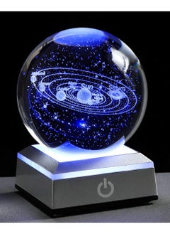 RARELY RARELY 3D Solar System Crystal Ball with LED Colorful Lighting Touch Base  Solar System Model Decor Science Astronomy Gifts For Teacher friend Brother Colleague Gift  - Image 1