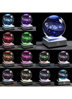 RARELY RARELY 3D Solar System Crystal Ball with LED Colorful Lighting Touch Base  Solar System Model Decor Science Astronomy Gifts For Teacher friend Brother Colleague Gift  - Image 3