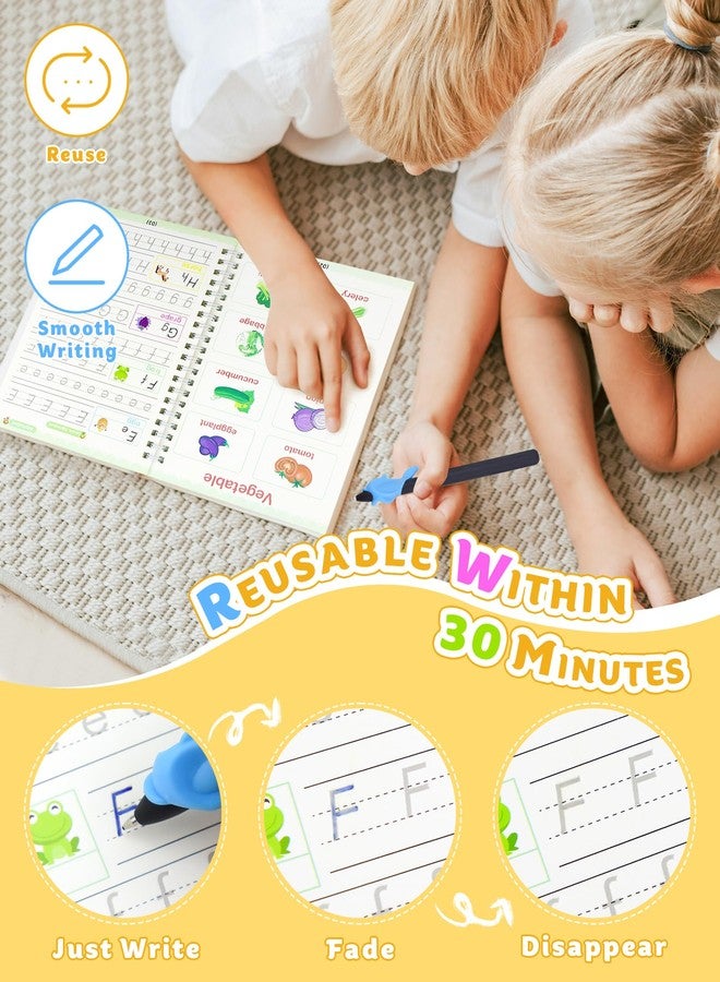 GAUENEEN Magic Practice Copybook, Reusable Writing Practice Book, Handwriting Aid Practice for Preschool Kids Age 3-8 Calligraphy (4 Books with pens) - Image 3