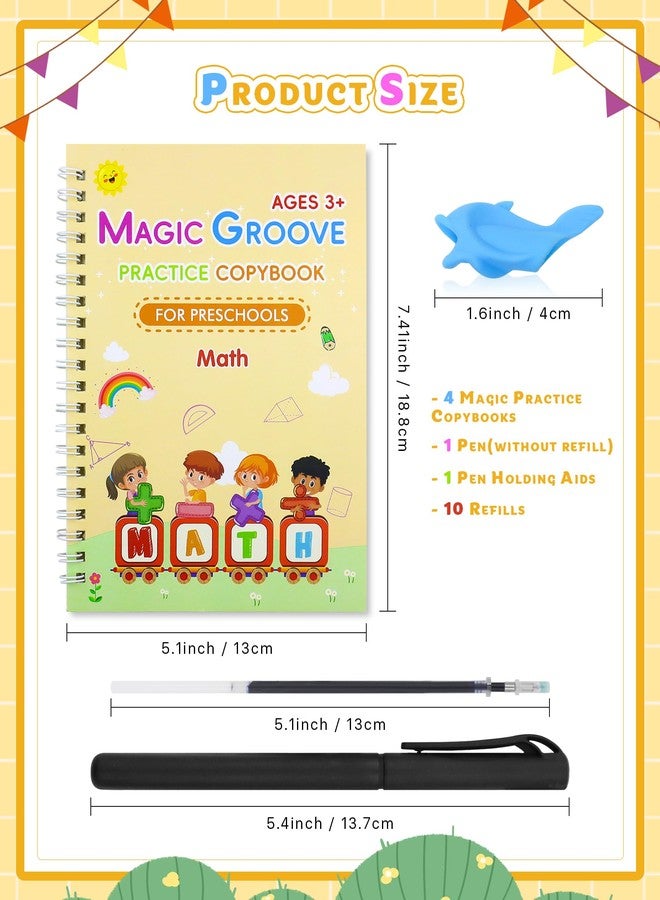 GAUENEEN Magic Practice Copybook, Reusable Writing Practice Book, Handwriting Aid Practice for Preschool Kids Age 3-8 Calligraphy (4 Books with pens) - Image 2