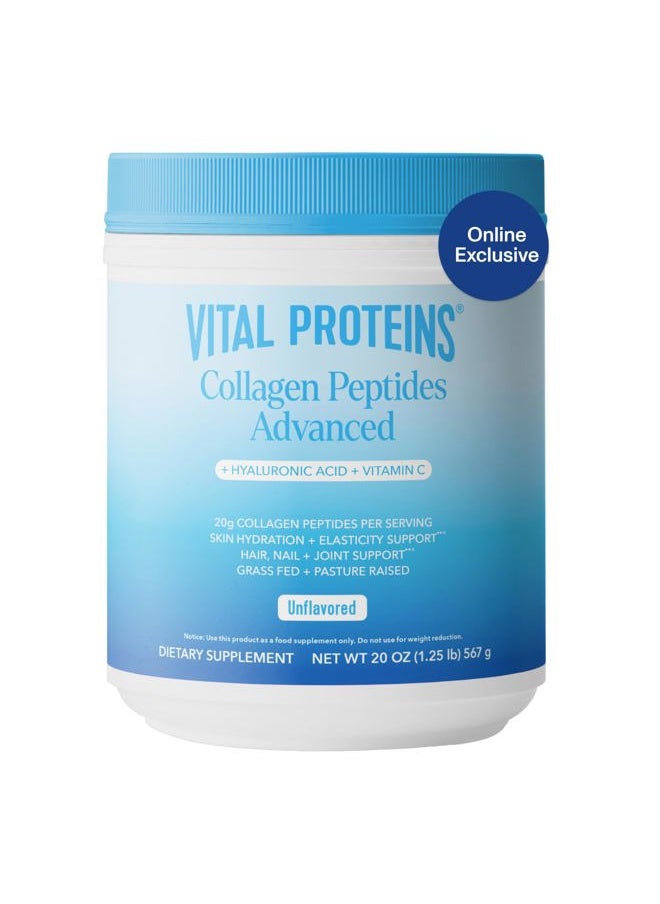 Vital Proteins Collagen Peptides Powder Advanced with Hyaluronic Acid & Vitamin C - 20 oz Collagen, Unflavored, 28 Servings  - Image 1