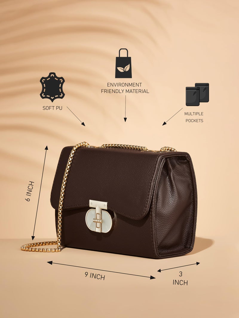 Fargo PU Women's Sling Bag Cross-Body (Brown) - Image 4