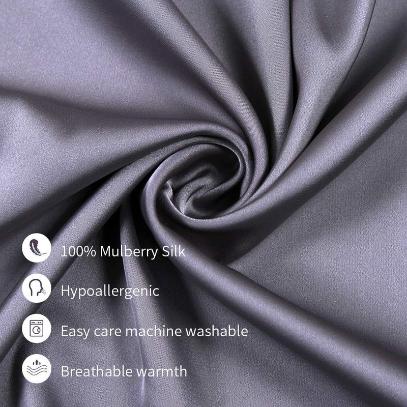 Jocoku Jocoku 100% Mulberry Silk Pillowcases Set of 2 for Hair and Skin and Super Soft and Breathable Queen Size Nature Silk Pillowcases (Queen  Gray)  - Image 3