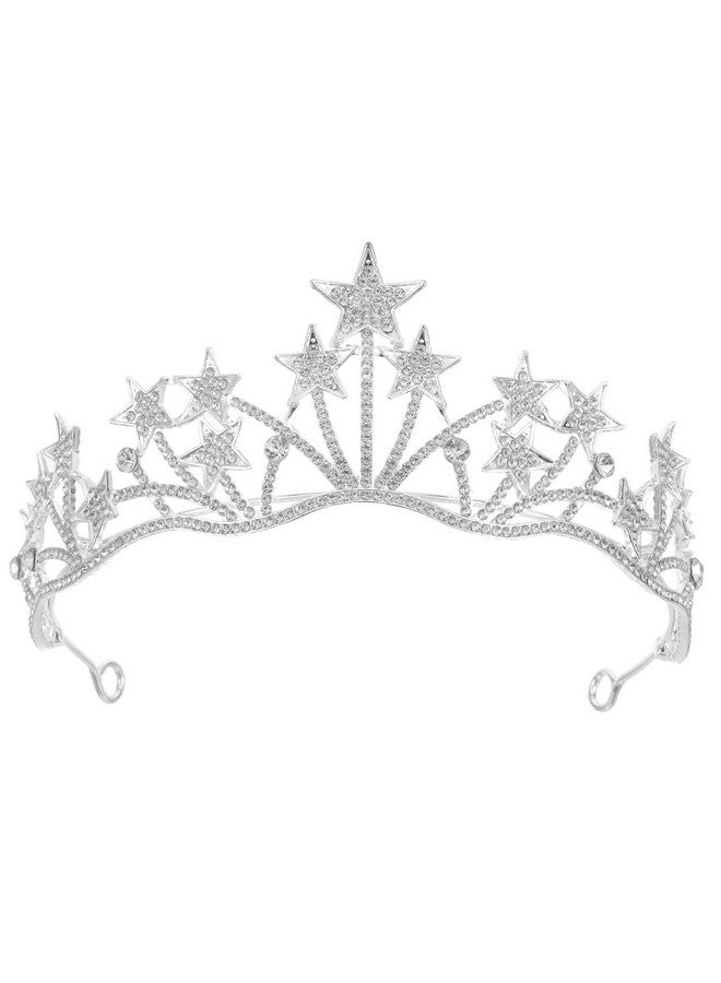 Lurrose Star Shaped Rhinestone Crowns Bridal Crowns Tiaras Bridal Headpiece for Wedding Ceremony Party - Image 1