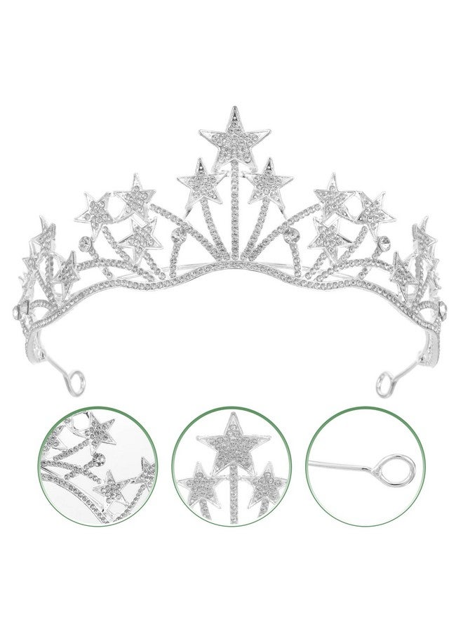 Lurrose Star Shaped Rhinestone Crowns Bridal Crowns Tiaras Bridal Headpiece for Wedding Ceremony Party - Image 3