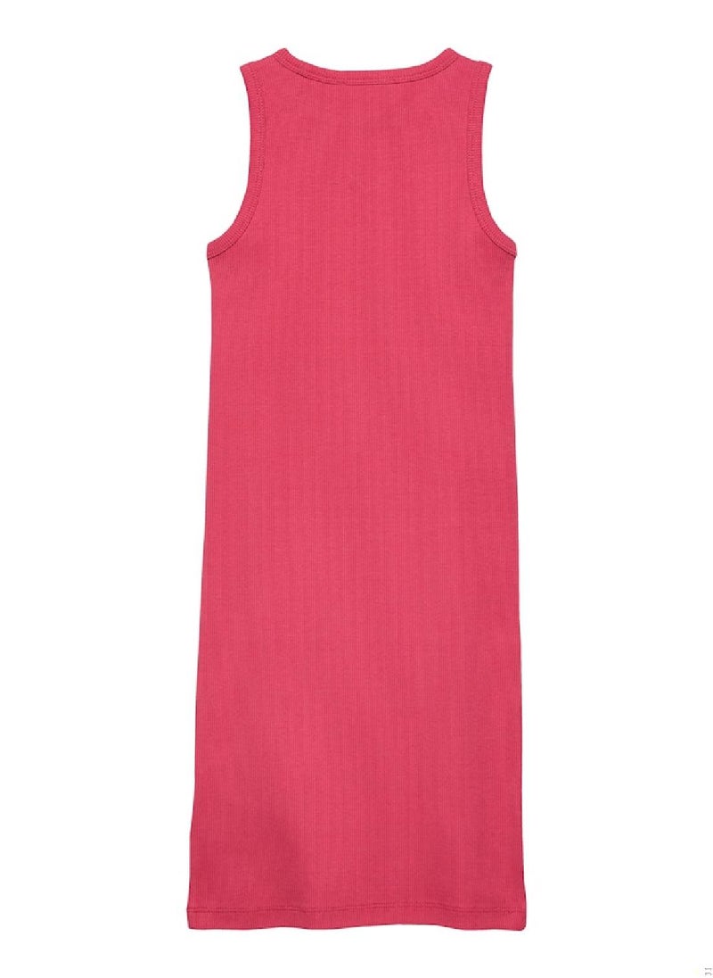 Calvin Klein Jeans Girls' Slim Ribbed Sleeveless Dress - Cotton, Red  - Image 5