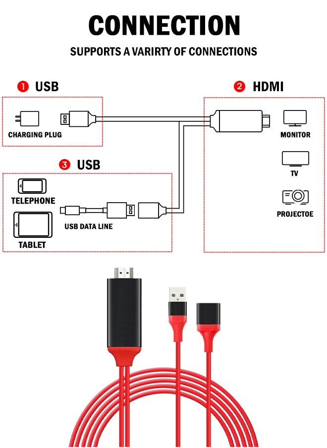 Generic Lightning to HDMI/HDTV AV Cable Adapter, for iOS/Android/Type-C to HDTV AV USB Cable  - Image 2