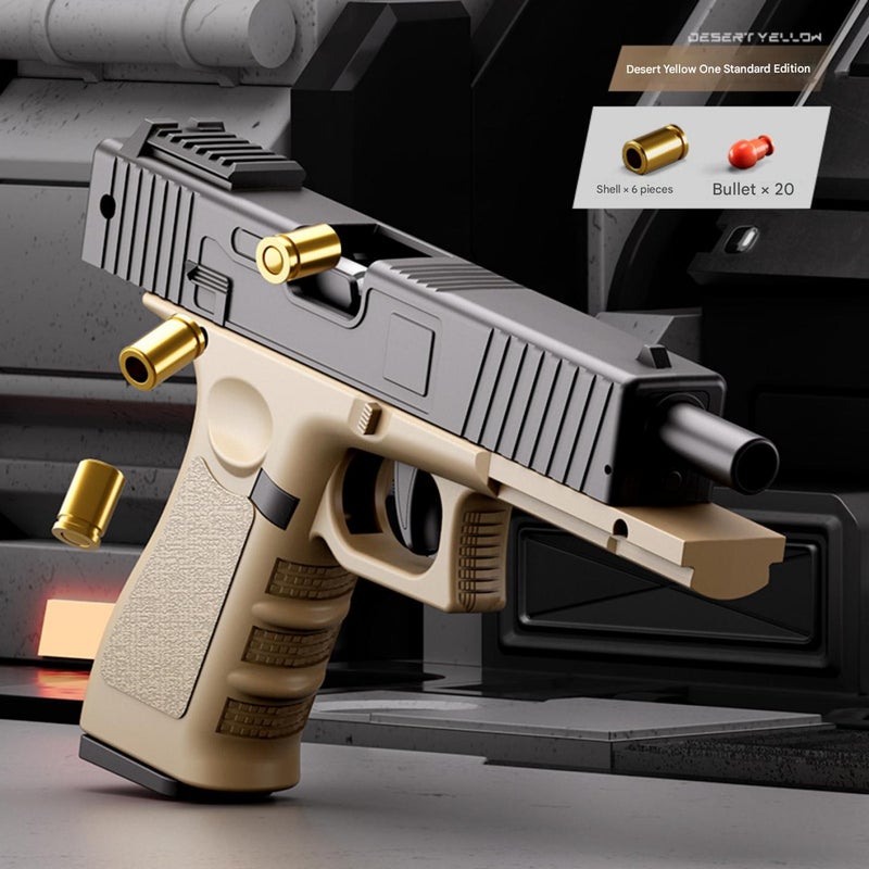 Soft Bullet Launcher: Sand Color, 8-10 Meters Shooting Distance, Fully Automatic Reloading - One-button Ejection, Toy Gun for Target Practice, Friendly Competitions And Users Aged 14 And Above - Image 2