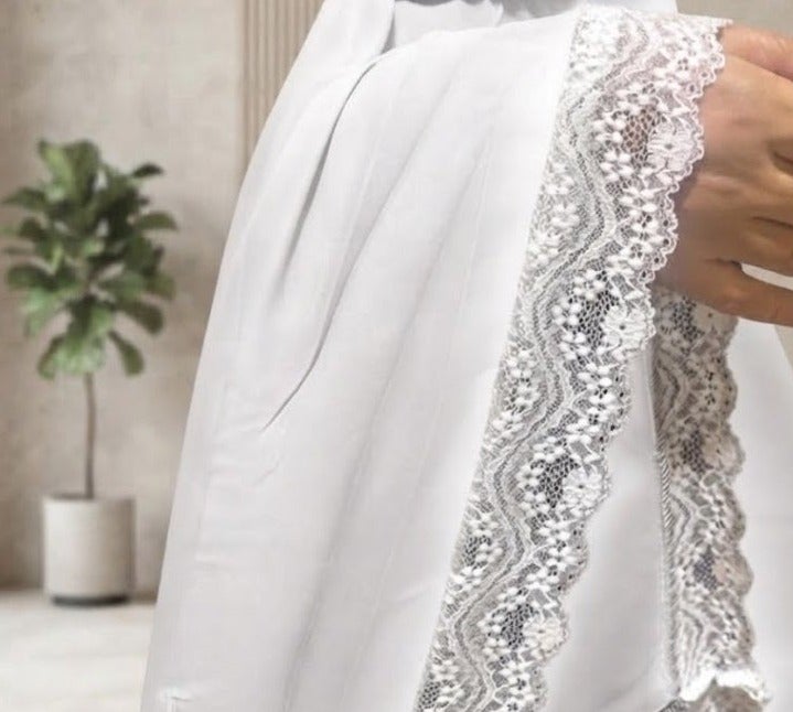 AMYAE Women's One Piece Islamic Prayer Dress | Long Full Cover Lace Hijab | Long Sleeve Namaz Salah Dress | Jilbab Abaya for Women | Umrah Essentials | One Size - Image 5