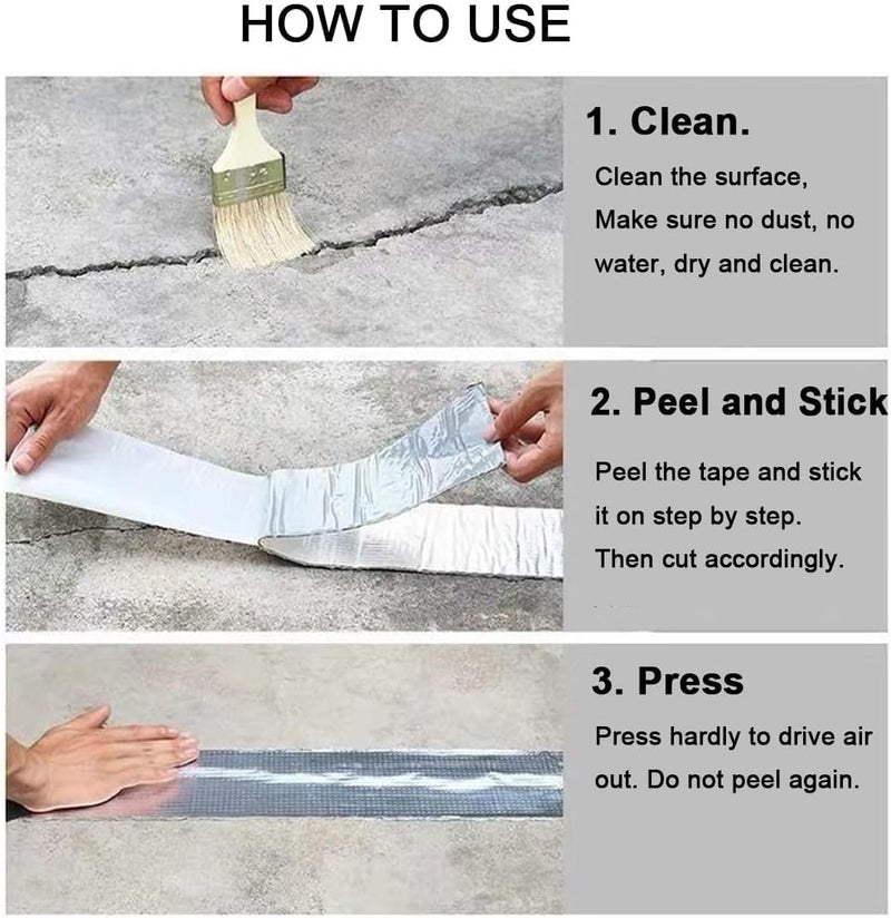 MAX-EMA GLOBAL MaxEMA Aluminum Foil Butyl Tape 5cm x5mtr Super Waterproof Tape For Leakage Roof Leak, Surface Crack, Window Seal, Boat Sealing, Gap Sealer, Pipe Rupture, Wall Crack, High Temperature Resistance - Image 4