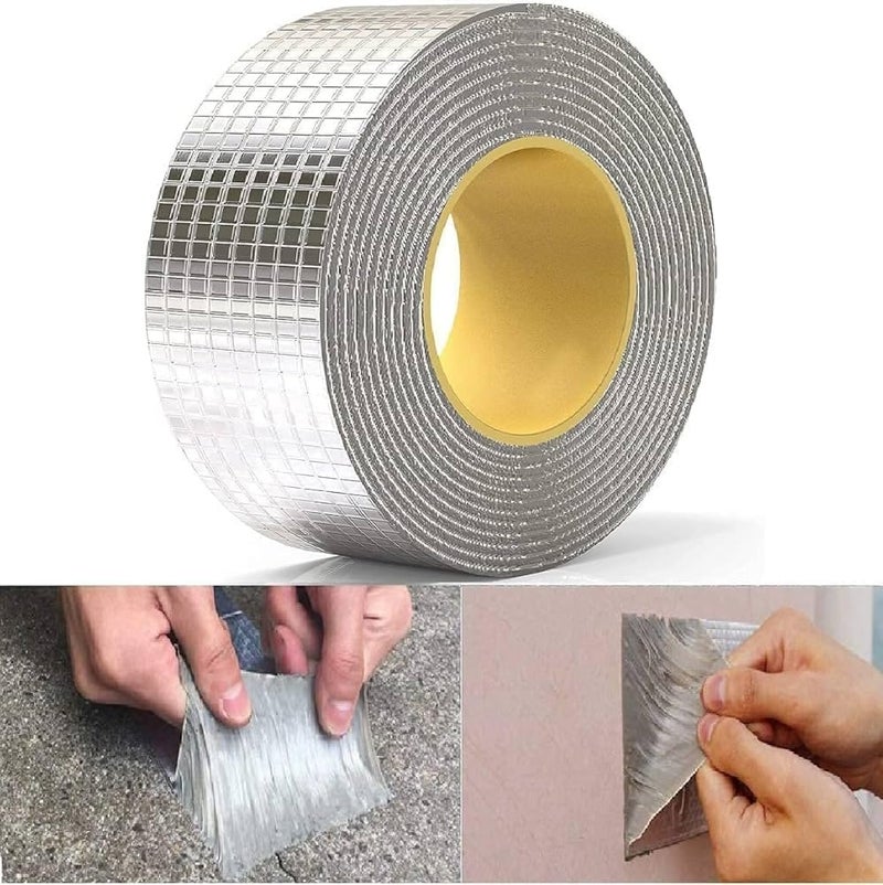 Max-EMA Global Aluminum Foil Butyl Tape 5cm x5mtr Super Waterproof Tape For Leakage Roof Leak, Surface Crack, Window Seal, Boat Sealing, Gap Sealer, Pipe Rupture, Wall Crack, High Temperature Resistance - Image 1