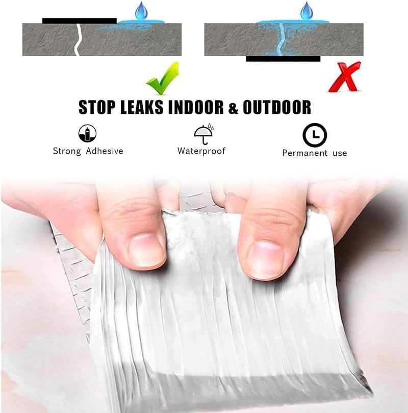 Max-EMA Global Aluminum Foil Butyl Tape 5cm x5mtr Super Waterproof Tape For Leakage Roof Leak, Surface Crack, Window Seal, Boat Sealing, Gap Sealer, Pipe Rupture, Wall Crack, High Temperature Resistance - Image 5