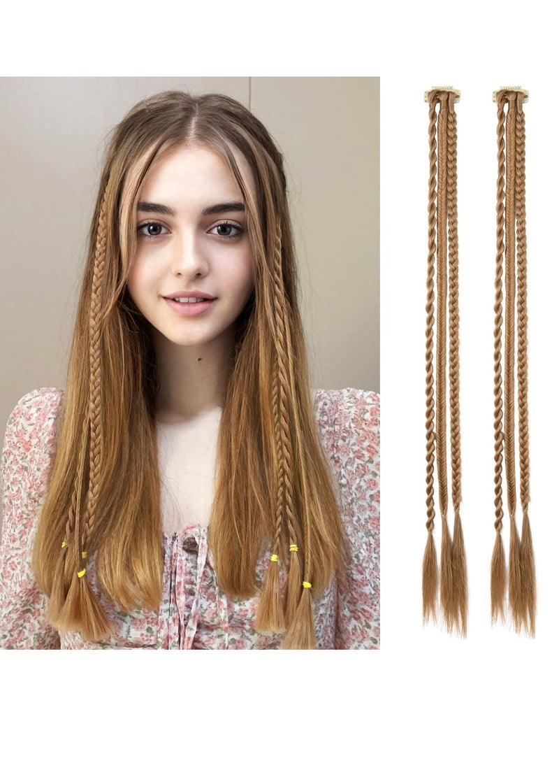 SYOSI 2 PCS Long Braid Ponytail Extension , Clip in Hair Extensions Baby Braids, 22" Long Natural Soft Synthetic Hairpieces for Women Daily Wear Copper - Image 1