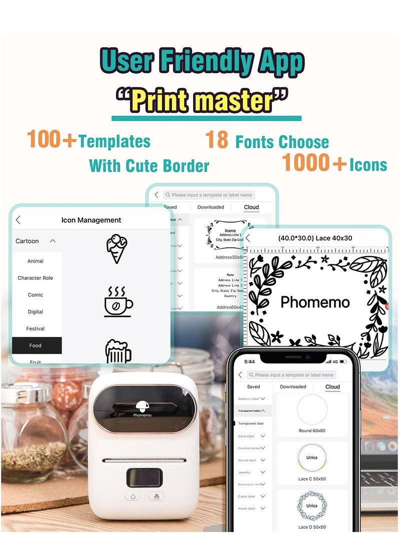 Bluetooth Barcode Label Makers Printer Portable Thermal Printer