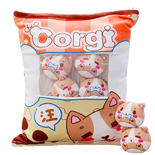 REFAHB Plush Pillow Cute Corgi Animals Doll Toy Gifts for Teens Girls Kids Sofa Chair Decorative Pillow Creative Gifts for Teens Girls Kids - Image 1