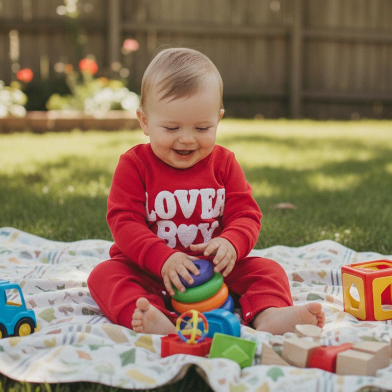 Rourufy Baby Boy Valentines Outfit Newborn One Piece Jumpsuit Long Sleeve Onesie Infant Cute Romper Spring Fall Clothes (A Lover Boy Red, 6-12 Months) - Image 2