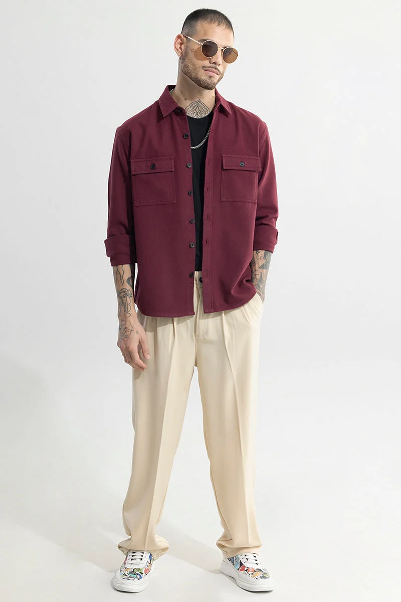SNITCH Maroon Clyster Maroon Overshirt for Men | Best Price UAE