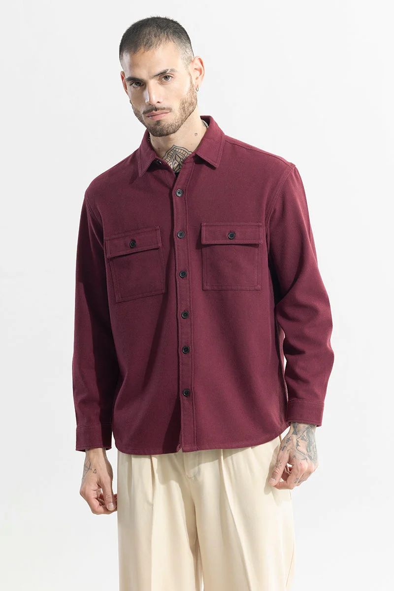 SNITCH Maroon Clyster Maroon Overshirt for Men | Best Price UAE