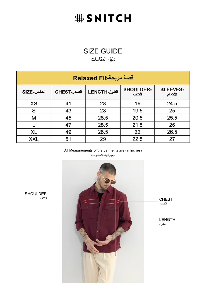 SNITCH Maroon Clyster Maroon Overshirt for Men | Best Price UAE