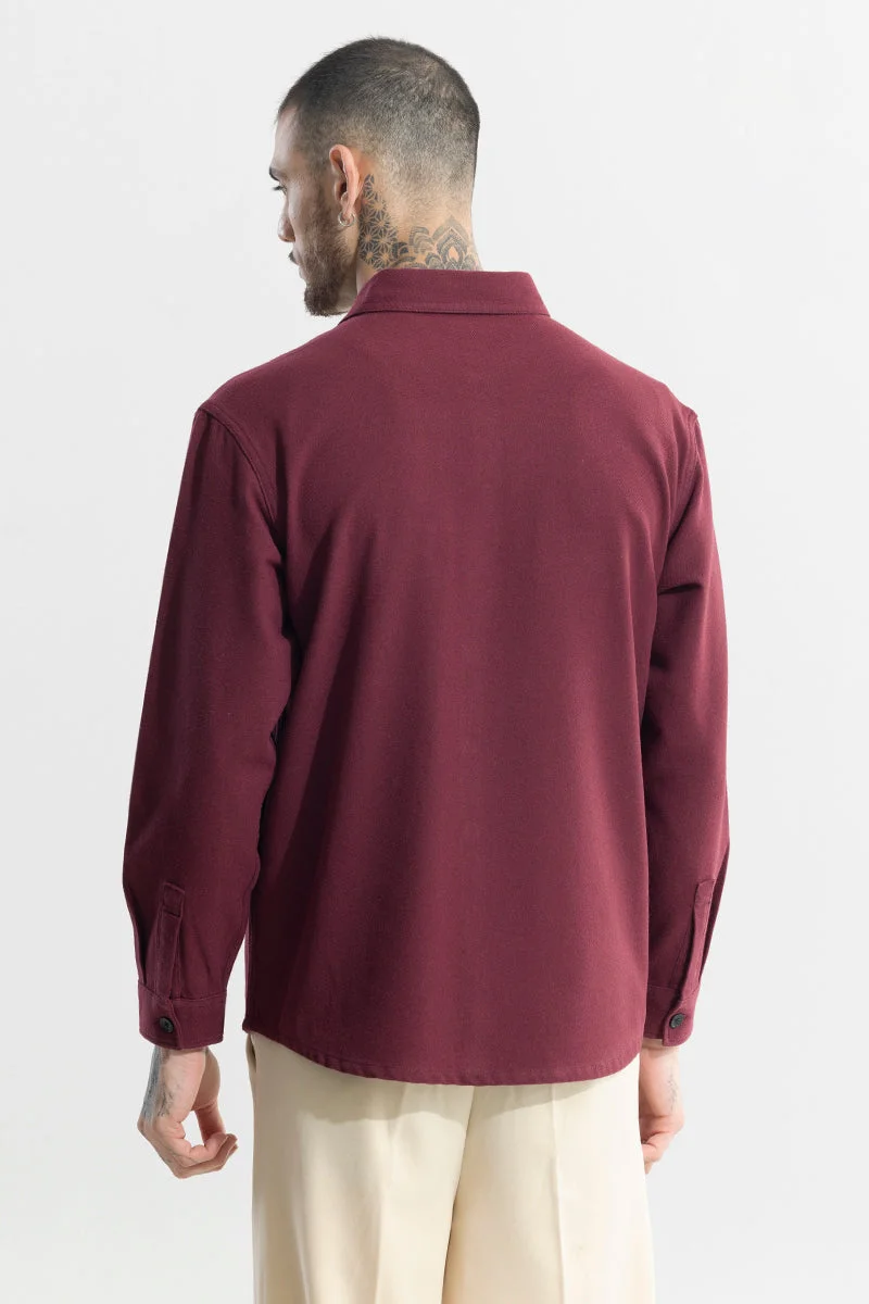 SNITCH Maroon Clyster Maroon Overshirt for Men | Best Price UAE