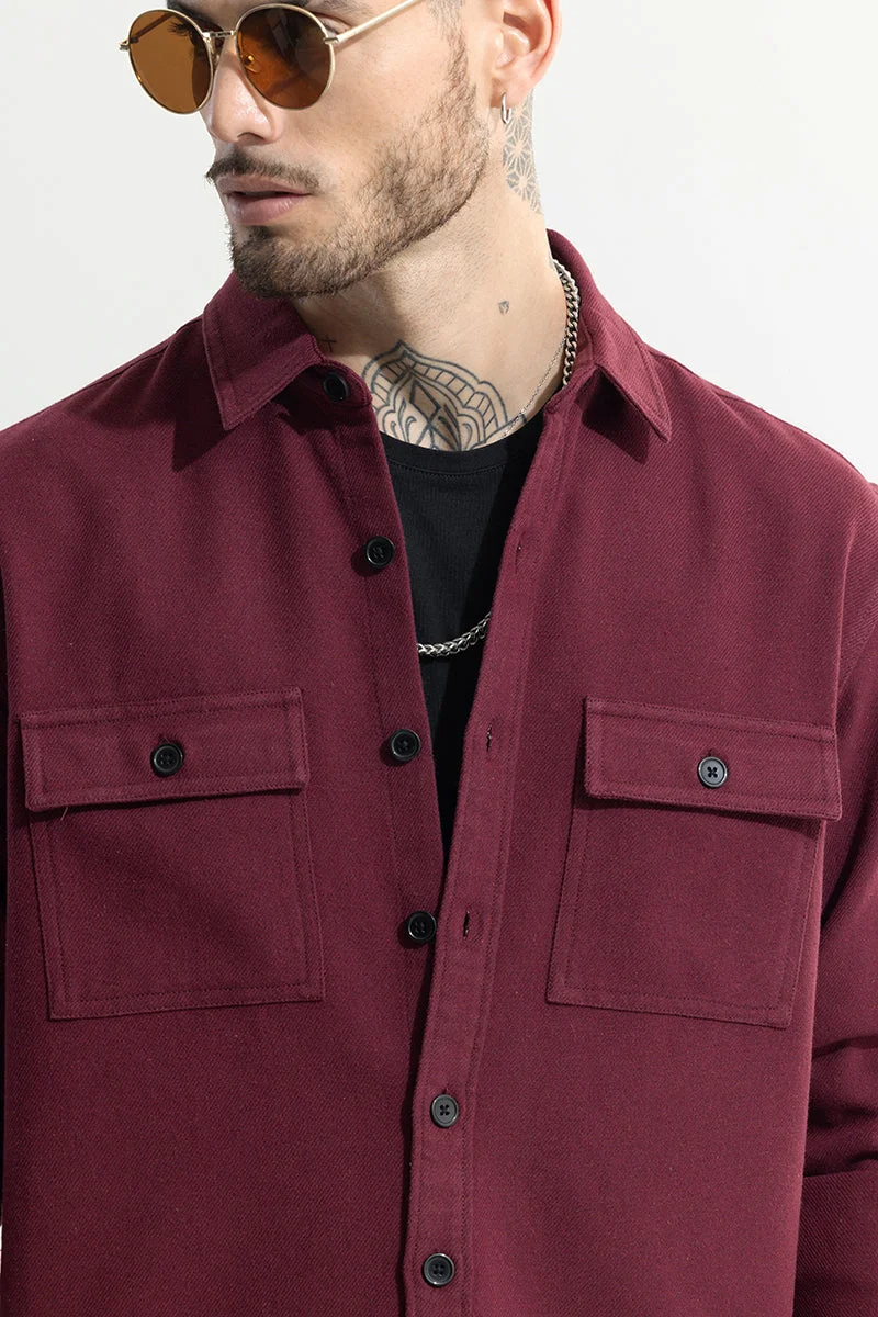SNITCH Maroon Clyster Maroon Overshirt for Men | Best Price UAE