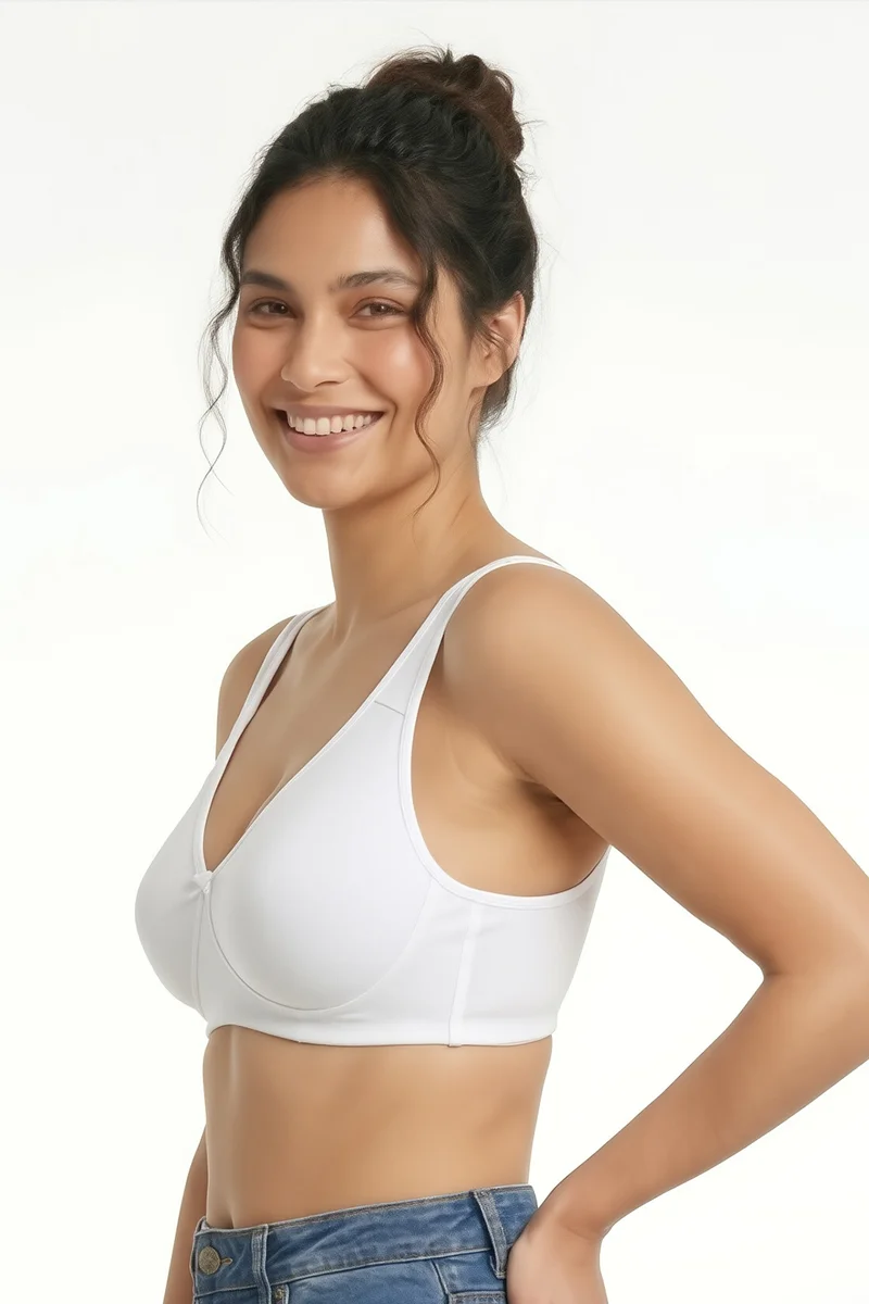 Clovia Clovia Non-Padded Non-Wired Full Coverage T-shirt Bra in White - Cotton