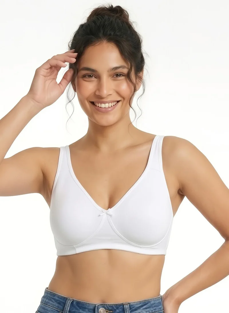 كلوفيا Clovia Non-Padded Non-Wired Full Coverage T-shirt Bra in White - Cotton
