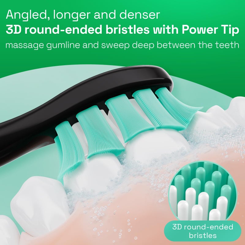 Brushmo Plaque Control Replacement Toothbrush Heads, Compatible with Philips Sonicare Click-on Electric Toothbrush Handles, 8 Standard Replacement Heads, SoftDuPont Bristles, BM928bk, Black - Image 5