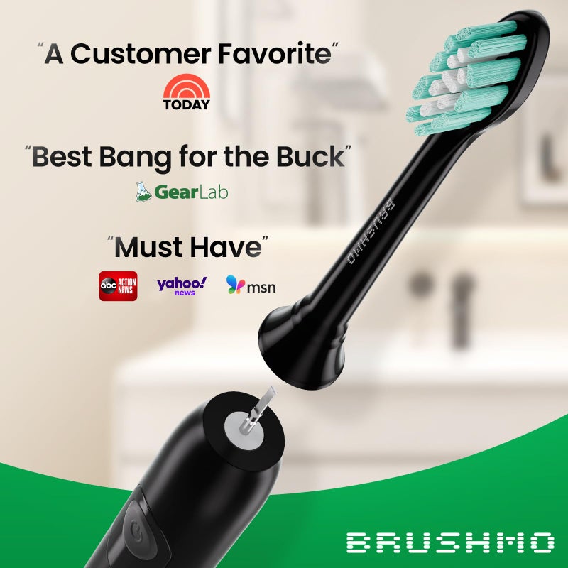 Brushmo Plaque Control Replacement Toothbrush Heads, Compatible with Philips Sonicare Click-on Electric Toothbrush Handles, 8 Standard Replacement Heads, SoftDuPont Bristles, BM928bk, Black - Image 2