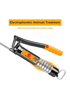 THS THS Heavy Duty LeverAction Manual Grease Gun with 18inch Whip Hose Follower Springs Premium Dual Lip Follower Jam Proof Toggle Mechanism with 12inch 10000 PSI with 400cc  - Image 3